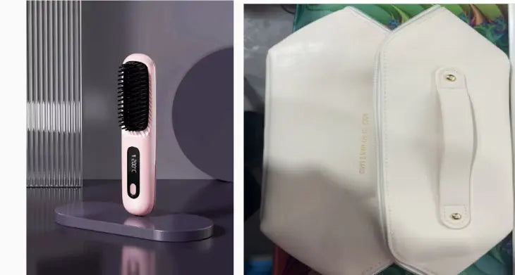 2 In 1 Straight Hair Comb Wireless Hair Straightener Brush Hair Fast Heating Portable Hot Curler USB Charging Shark Bait Online